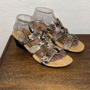 Vionic 381 Radia Strappy Snake Skin Print Wedge Sandal Shoes